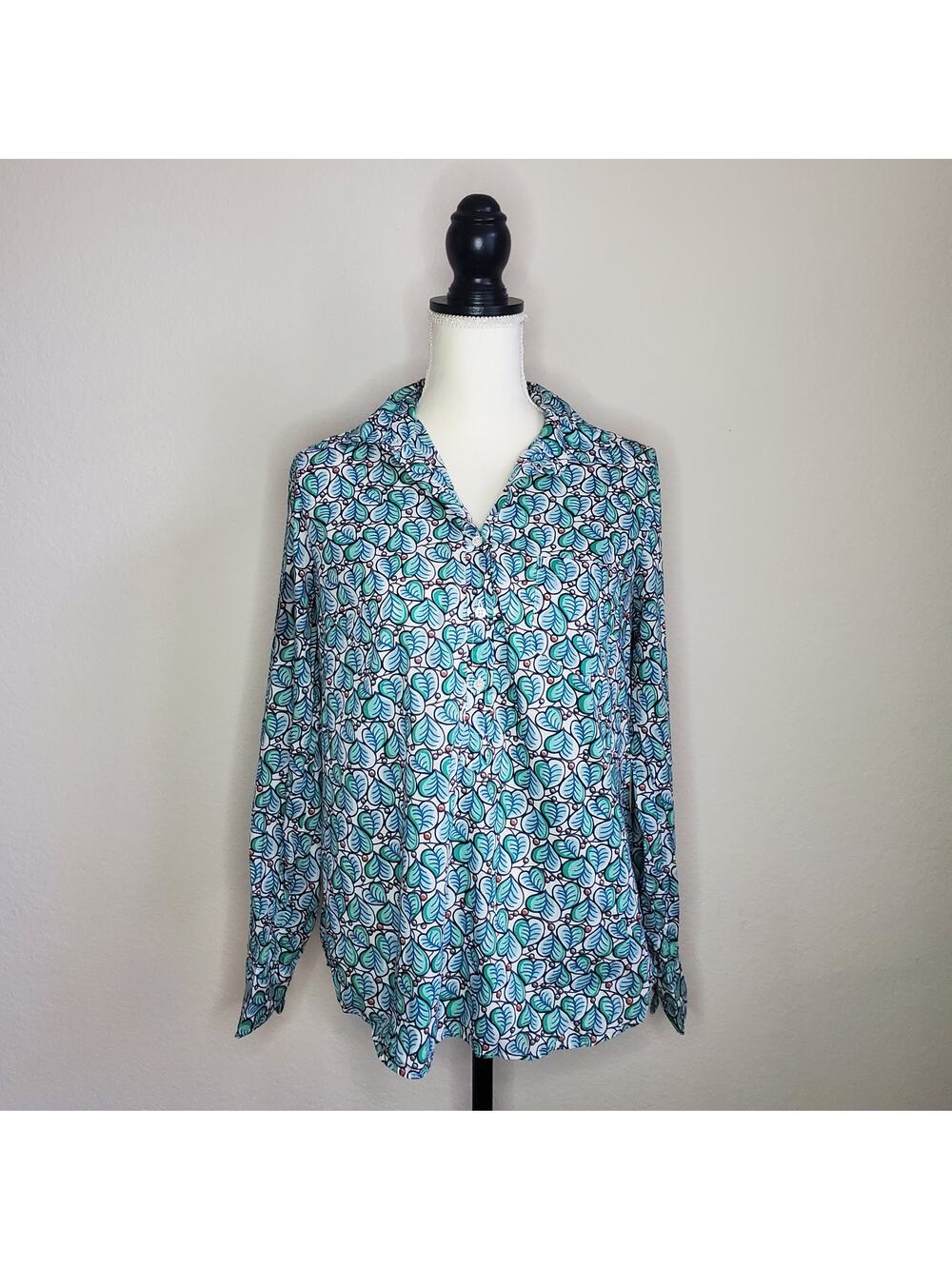 J.Crew Foliage Print Long Sleeve Blouse 8
